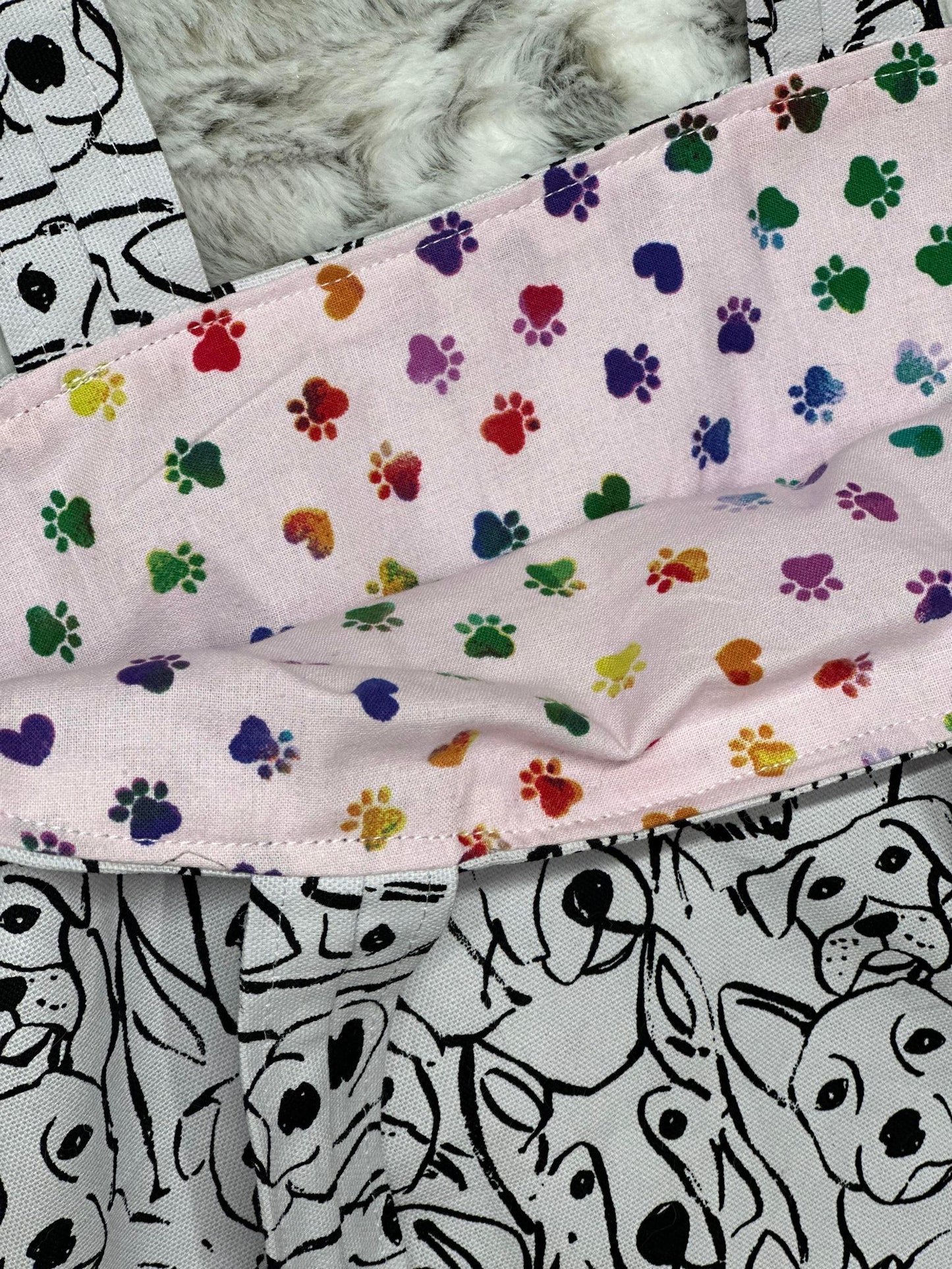 Reversible Fabric Tote Bag - Puppies Playground
