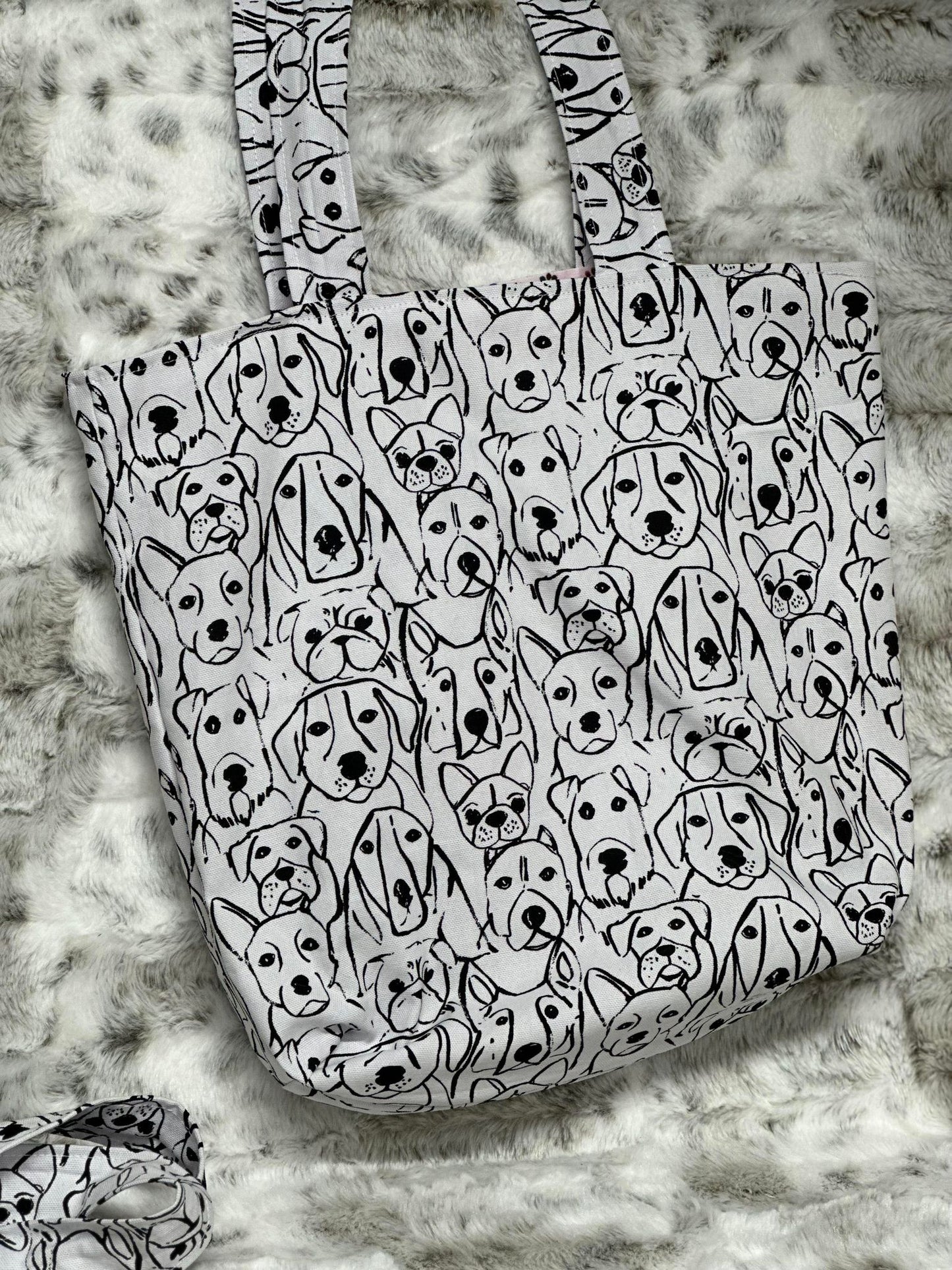 Reversible Fabric Tote Bag - Puppies Playground