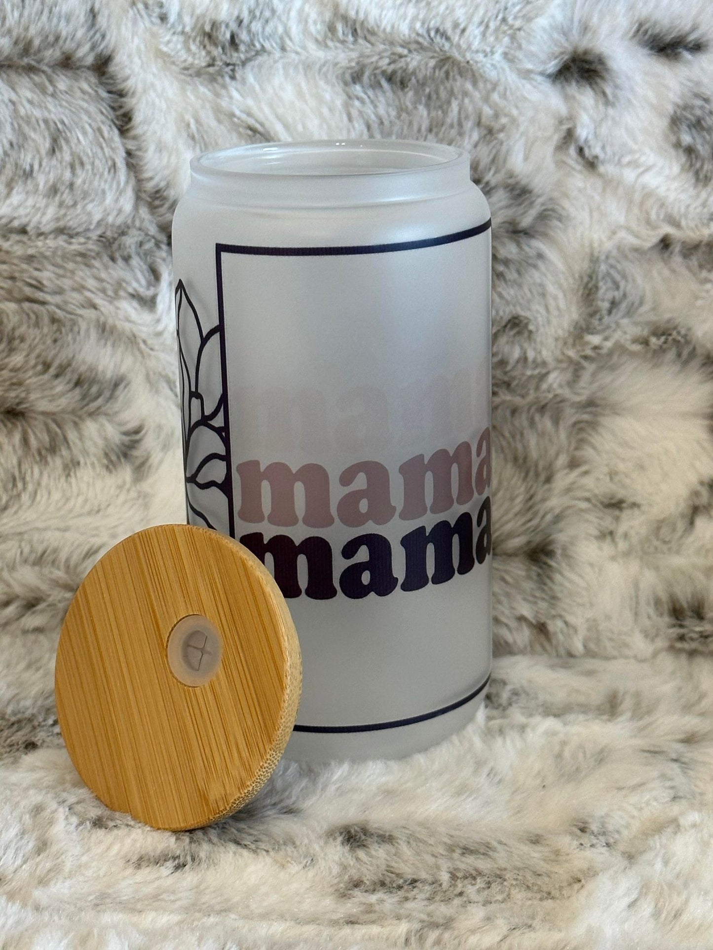 Frosted 16oz Glass Can w/ Bamboo Lid & Straw
