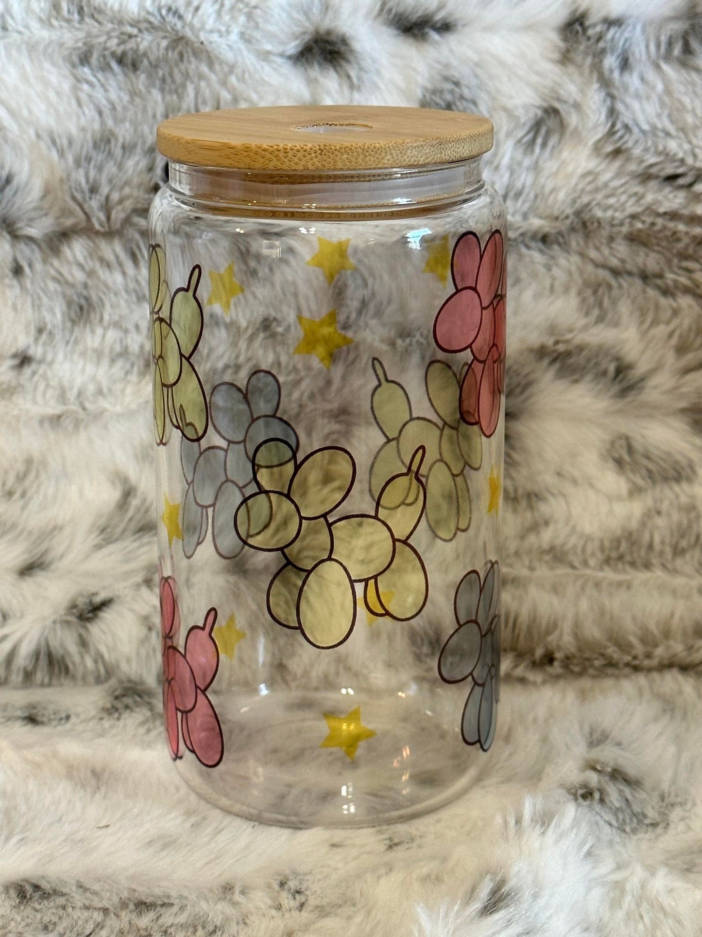 Clear 16oz Glass Can w/ Bamboo Lid & Straw