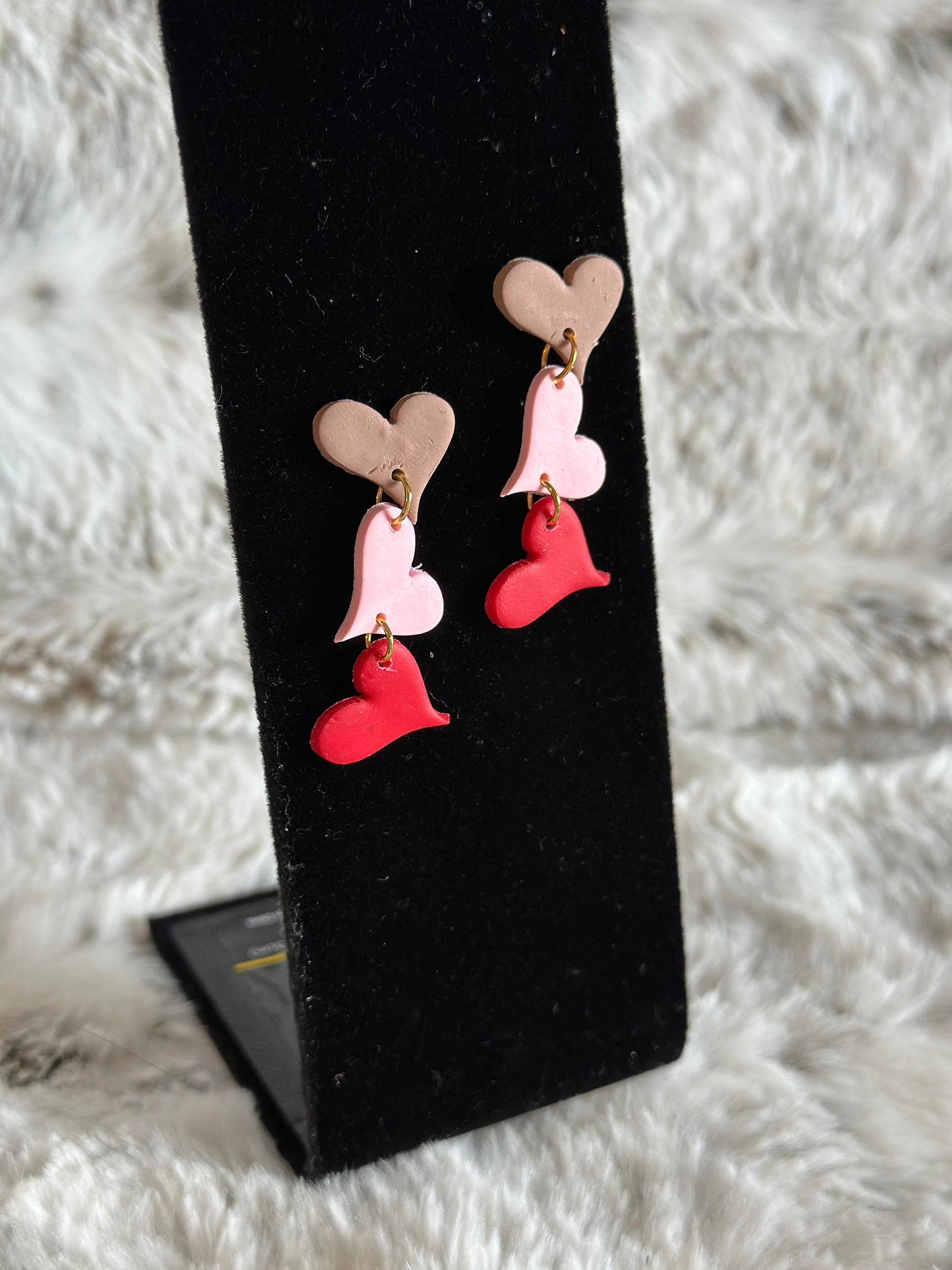 Triple Heart Dangle Earrings