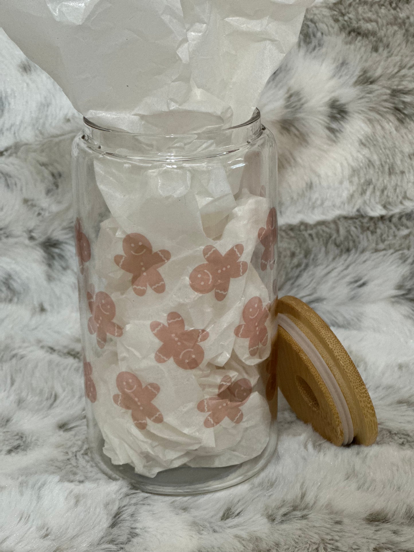 Clear 16oz Glass Can w/ Bamboo Lid & Straw