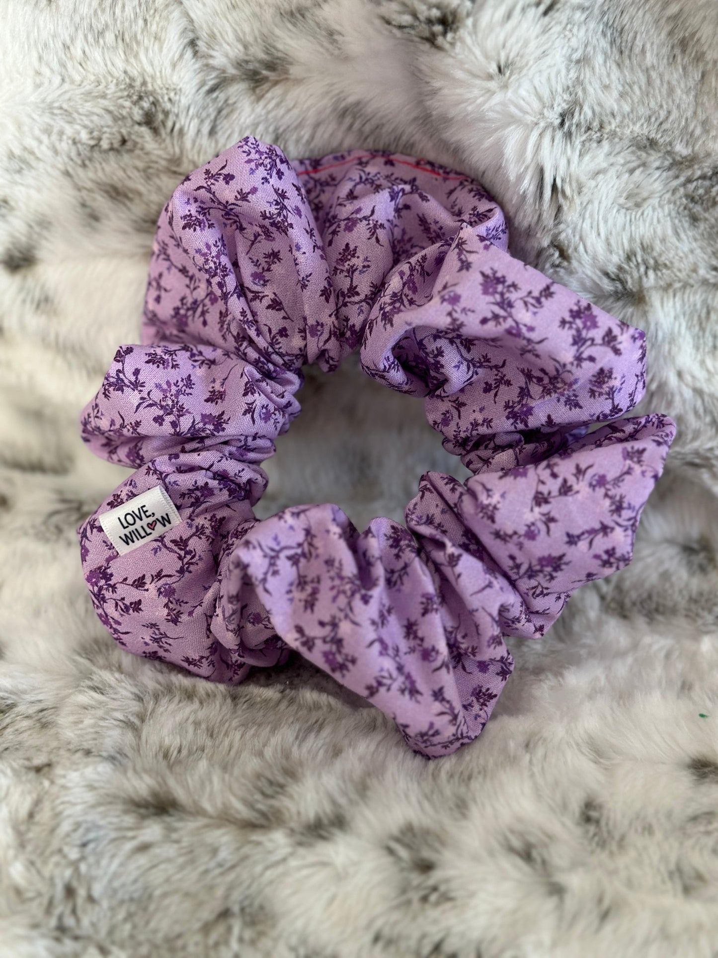 Dainty Purple Floral Scrunchie