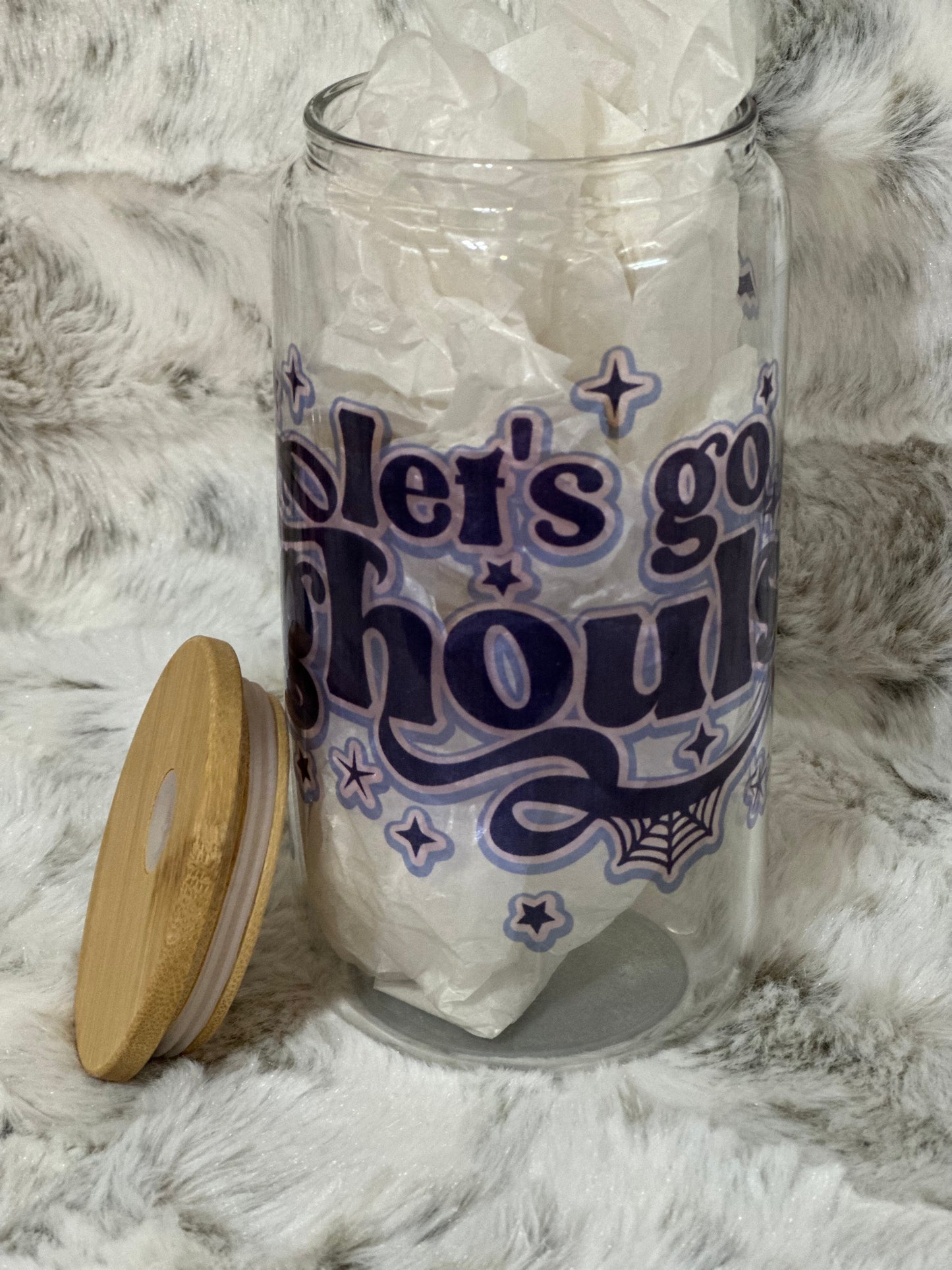 Clear 16oz Glass Can w/ Bamboo Lid & Straw
