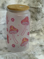 Frosted 16oz Glass Can w/ Bamboo Lid & Straw