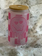 Frosted 16oz Glass Can w/ Bamboo Lid & Straw