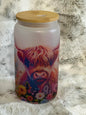 Frosted 16oz Glass Can w/ Bamboo Lid & Straw