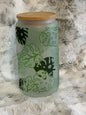 Frosted 16oz Glass Can w/ Bamboo Lid & Straw