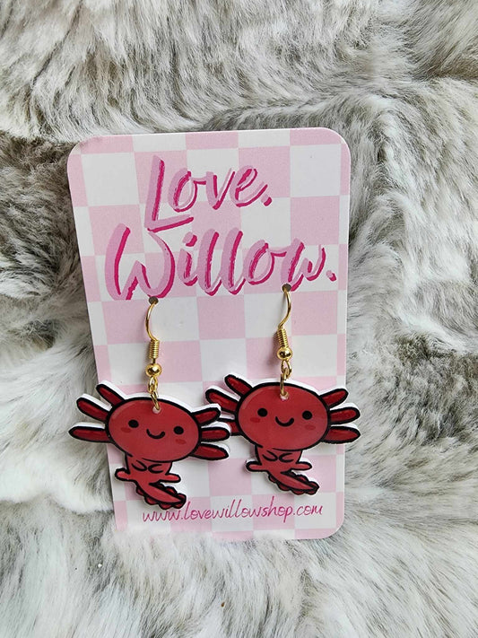 Pink Axolotl Earrings