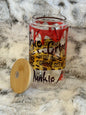 Clear 16oz Glass Can w/ Bamboo Lid & Straw