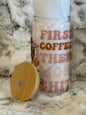 Clear 16oz Glass Can w/ Bamboo Lid & Straw