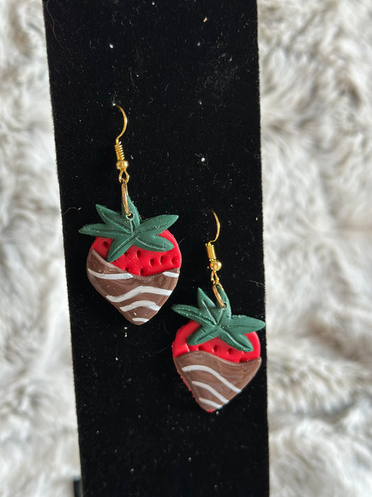 Chocolate Covered Strawberry Earrings