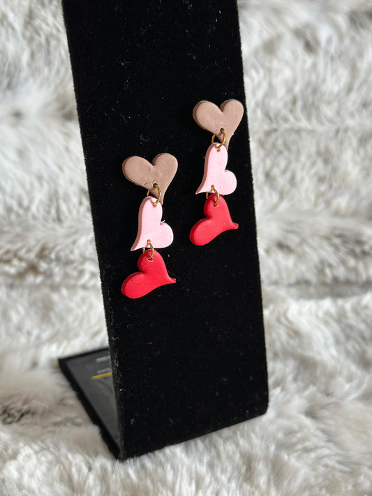 Triple Heart Dangle Earrings