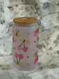Frosted 16oz Glass Can w/ Bamboo Lid & Straw