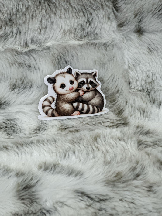 Cuddling Trash Friends Sticker