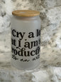 Frosted 16oz Glass Can w/ Bamboo Lid & Straw