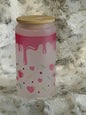 Frosted 16oz Glass Can w/ Bamboo Lid & Straw