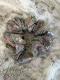 Gray Floral Scrunchie