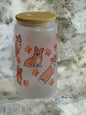 Frosted 16oz Glass Can w/ Bamboo Lid & Straw