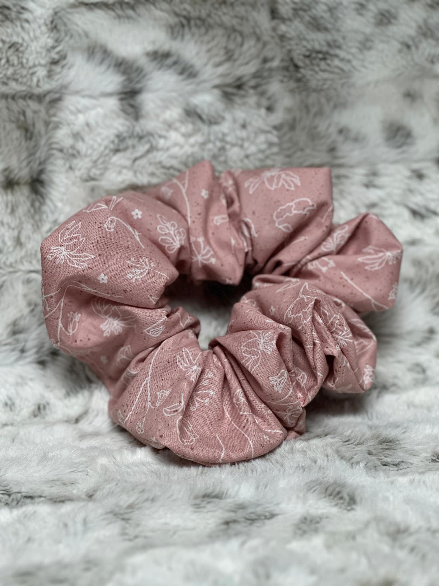 Artsy Flowers on Pink Scrunchie