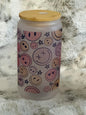 Frosted 16oz Glass Can w/ Bamboo Lid & Straw