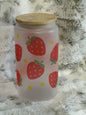 Frosted 16oz Glass Can w/ Bamboo Lid & Straw