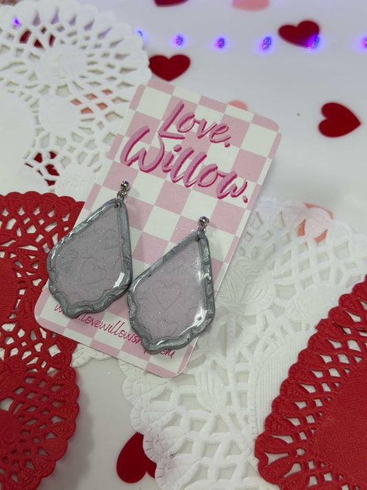 Heart Stamped Scallop Dangles